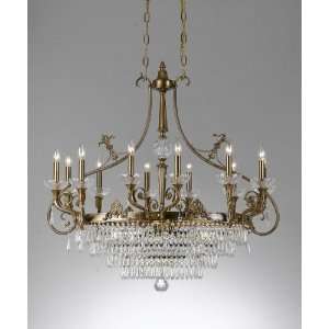   Aged Brass Clear Hand Cut Crystal Chandelier 5279 AG: Home Improvement
