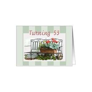  53rd Birthday, Bench with flowers Card: Toys & Games