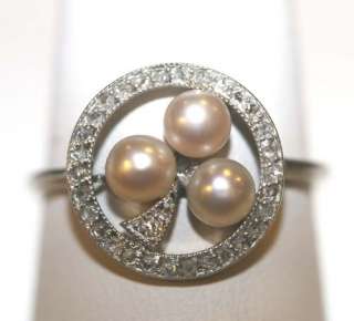 REPRODUCTION 0.77CTW ROSE CUT DIAMOND PEARL VICTORIAN RING