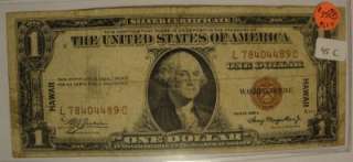 One (1) 1935 A $1 One Dollar Brown Seal Hawaii Note  45C  
