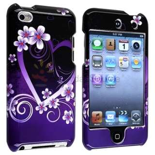 Purple Heart Hard Case Accessory+Privacy LCD Guard for iPod Touch 4th 