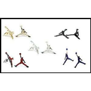 Set of 5 Michael Jordan Inspired Jumpman Stud Earrings GOLD/SILVER/RED 