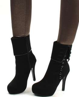Womens Zipper High Heels Platform Folded Top Mid calf Boots Shoes 
