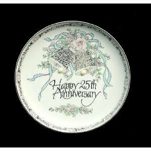   25th Silver Wedding Anniversary Porcelain Plate #60301: Home & Kitchen