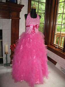 Perfect Angels 1383 Fuchsia Girls Pageant Gown Dress 12  