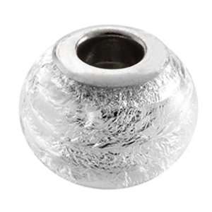  Avedon Polished Sterling Silver White Glass Slide Charm 