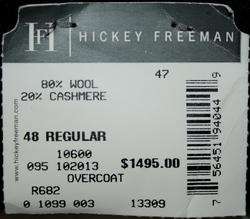 1495 NEW HICKEY FREEMAN  BLACK CASHMERE OVERCOAT TOP 