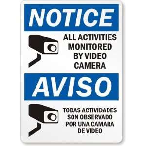   De Monitorean Con Una Camara De Video Plastic Sign, 14 x 10 Office