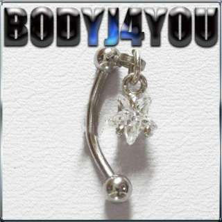 16G EYEBROW RING DANGLE CZ GEM BODY PIERCING JEWELRY  