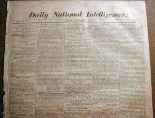 1813 War of 1812 newspaper JAMES MADISON INAUGURATION as PRESIDENT w 