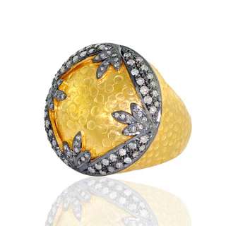 fine 18 kt yellow gold silver ethnic look ring jewelry