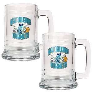  New Orleans Hornets 15 oz Glass Tankard   Set of Two 