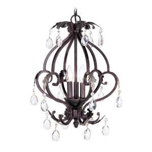 Livex 8164 40 Iron & Crystal Mini Chandelier Hand Rubbed Bronze with 
