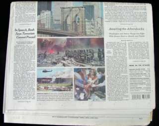 New York Times 9 11 01 Newspaper 12 September NY ED  