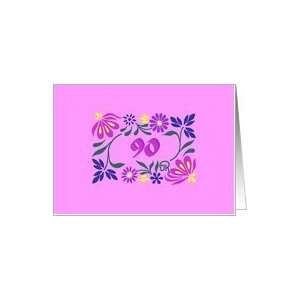  90th pink ornamental happy birthday Card Toys & Games