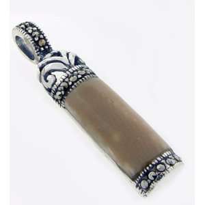  Antique Filigree Brown Stone and Marcasite Sterling Silver 