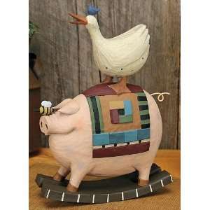   Fat Quarters Rock Pig Goose Figurine Williraye Studio