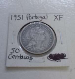 PORTUGAL 1951   50 Centavos coin Extra Fine  