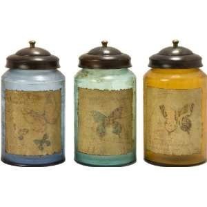  Worldly Butterfly Glass Canisters   Set of 3: Everything 