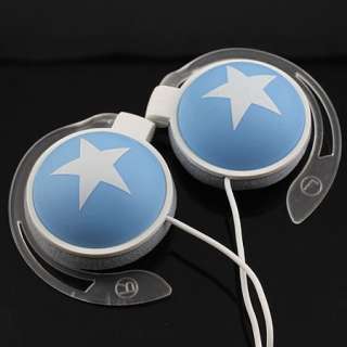 Mix Style Star Earphone Headphones Headset Clip On For MP3 MP4 Blue 
