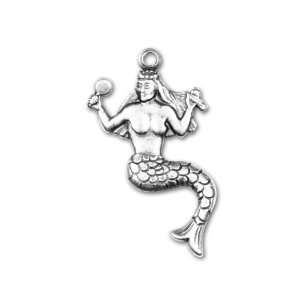  Antique Silver Plated Mermaid Charm Arts, Crafts & Sewing