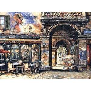    Fine Oil Painting, Cafe Scene BAR081 36x48 Home & Kitchen