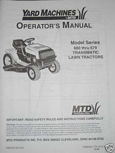 Yard Man MTD 660 thru 679 Lawn Mower Operators Manual  