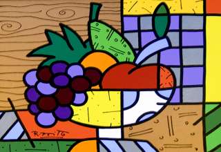 ROMERO BRITTO FRUIT BOWL SEE THIS STILL LIFE LIVE 