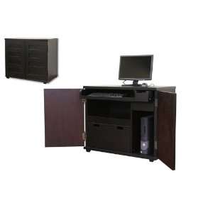   Ferron Black Wood Cabinet Style Modern Computer Desk