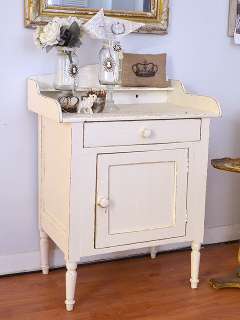 Shabby Cottage Chic Cream French Style Dry Sink Storage Cabinet 