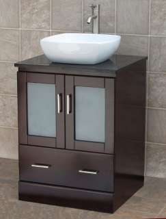 24 Bathroom Vanity Cabinet Stone Top Vessel Sink MO4  