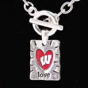    Wisconsin Badgers Team Color Love Necklace: Sports & Outdoors