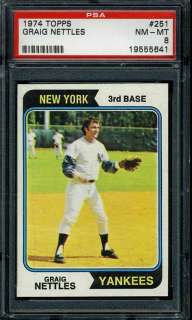 1974 TOPPS #251 CRAIG NETTLES PSA 8 CENTERED YANKEES *1974  