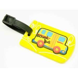 : Travel Accessory Personalized Rubber Luggage Tag Yellow School Bus 