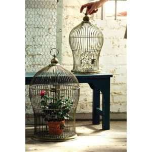   : Set of 2 Decorative Antique Nesting Wire Bird Cages: Home & Kitchen
