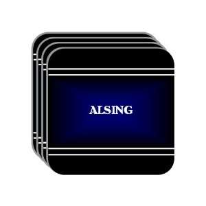 Personal Name Gift   ALSING Set of 4 Mini Mousepad Coasters (black 