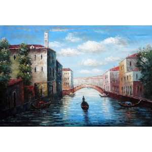  Italian Venice Water Street Scene Oil Painting 24 x 36 