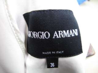 Georgio Armani Bone Long Sleeve Ruffle Collar Gathered Waist Coat 36 