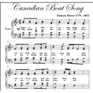 Canadian Boat Song Elementary Piano Sheet Music Thomas Moore  