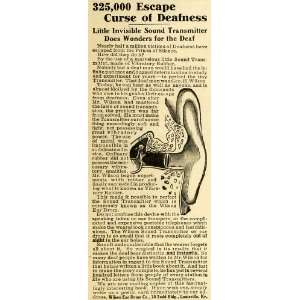  1910 Ad Wilson Ear Drum Co Hearing Loss Impairment Aid 