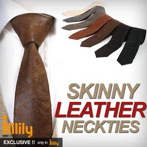 New Vintage Solid Artificial Leather Tie SKINNY Necktie  