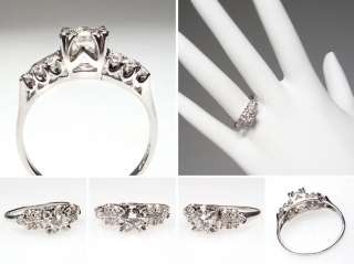 Retro Vintage 1940s Engagement Ring 1/2 Carat Transitional Diamond 14K 