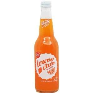 towne club orange flavor soda, 16 fl. oz. glass bottle:  