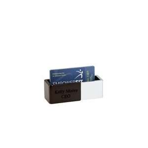    Polished Metal and Wood Business Card Holder: Office Products