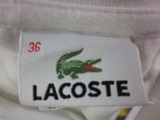LACOSTE White Cotton Long Sleeve Polo Shirt Top 36  