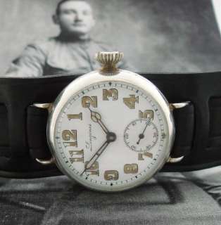 Original Mens WWI Sterling Silver Longines Trench Wristwatch 