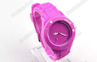 Colors Womens New Fashion Silicone Quartz Heart Love Jelly Watch 