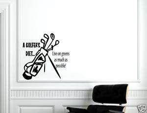GOLFERS DIET Vinyl Wall Decals Quotes Sayings Words  