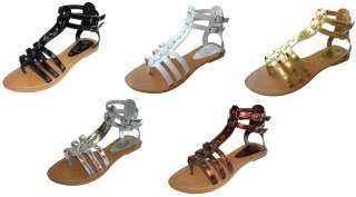Womens Roman Gladiator Sandals Flats Thongs Shoes 5 Colors  