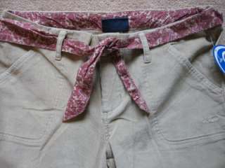 New Womens Corduroy Khaki Capri Crop Pants 35 x 21 sz 9  